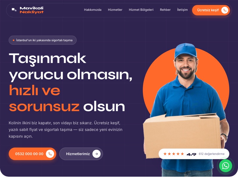 Mavikoli Nakliyat web sitesi ekran görüntüsü