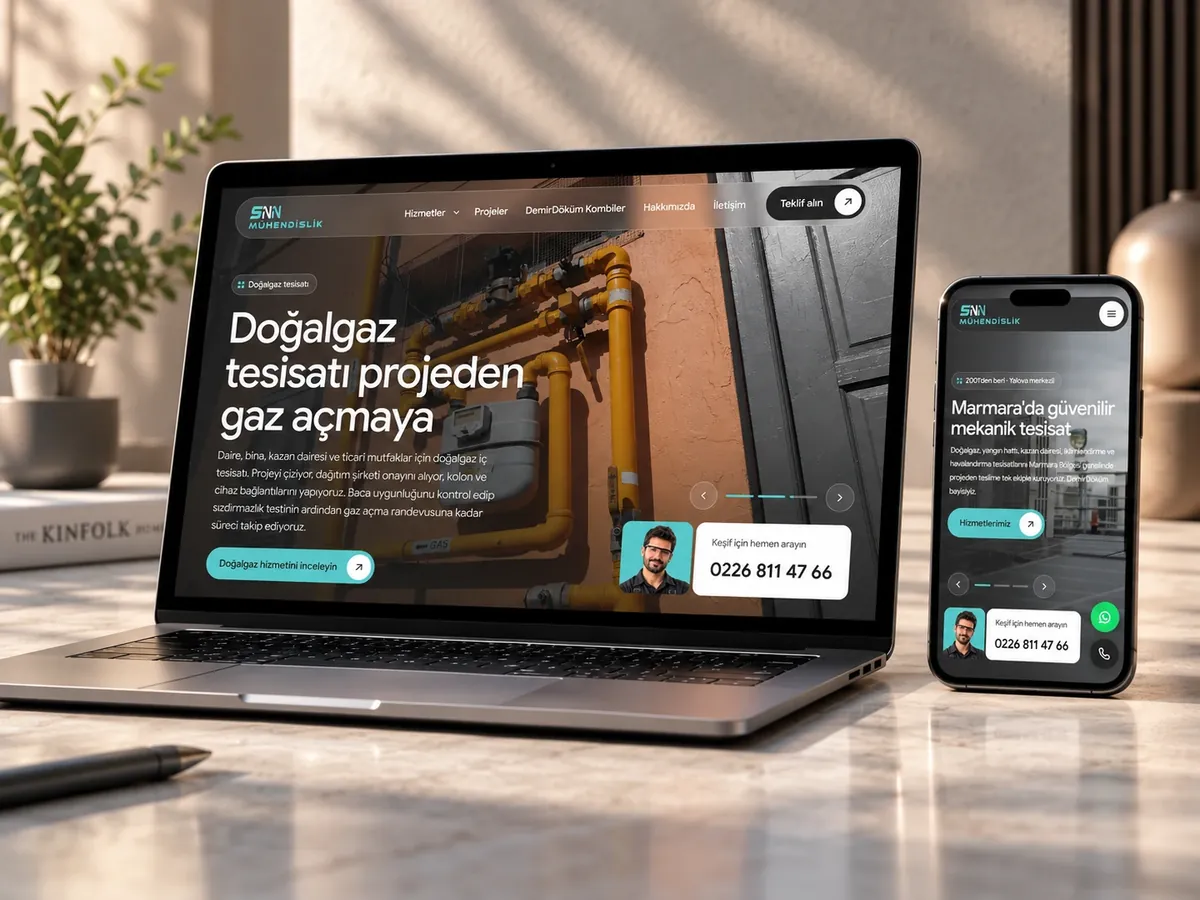 SNN Mühendislik web sitesi ekran görüntüsü